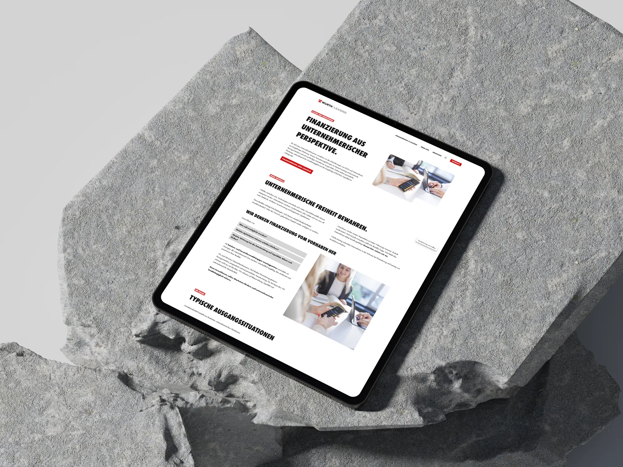 WordPress Theme Würth Leasing, Desktop Design, iPad